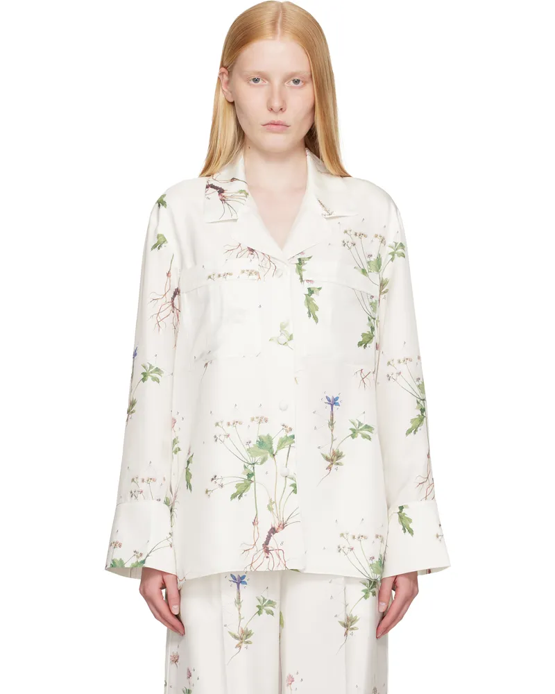 Erdem White Pyjama Shirt Botanical