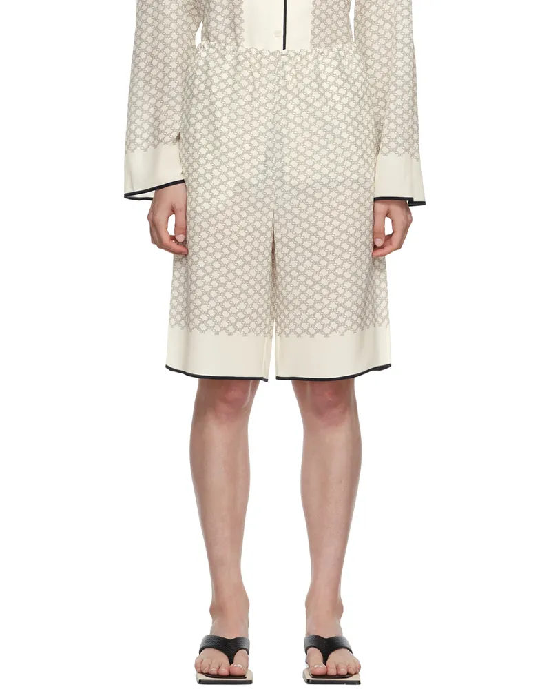 LOW CLASSIC Off-White Strap Shorts Print