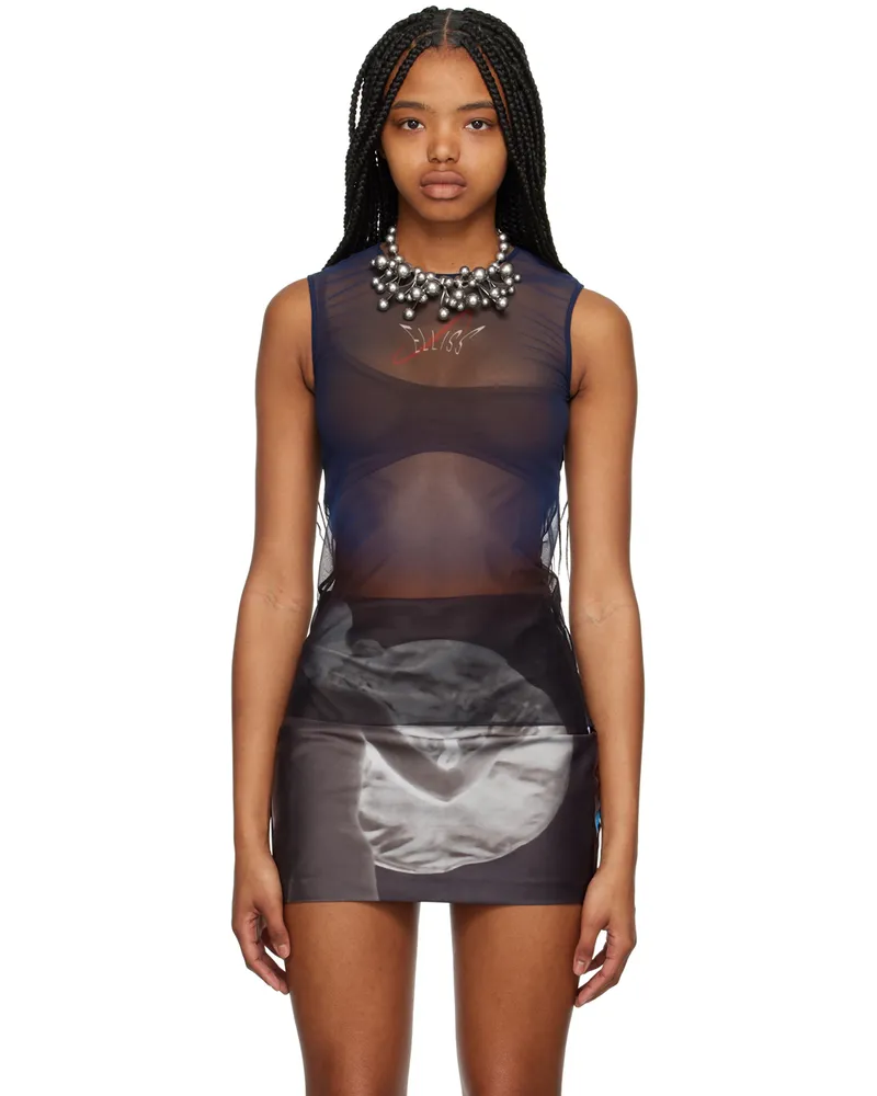 ELLISS Navy Crewneck Tank Top Print