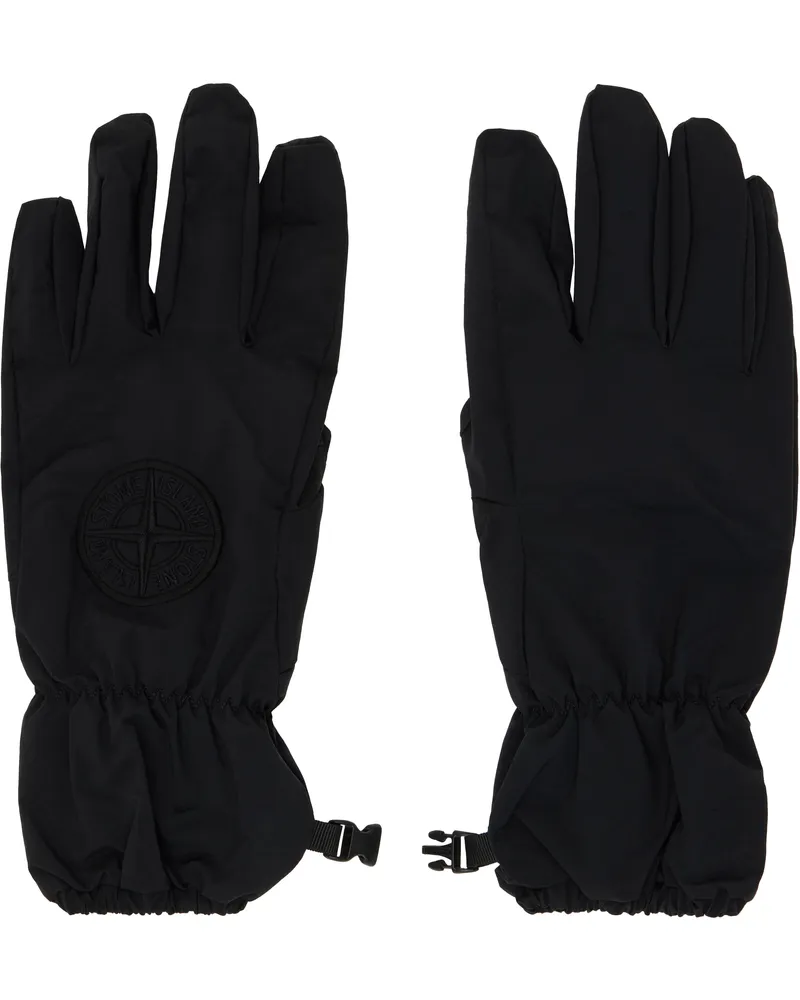 Stone Island Black Embroidered Gloves V0029