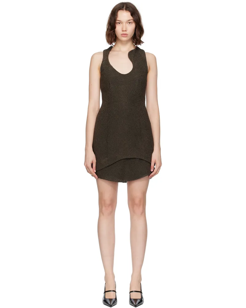 Ferragamo Green Bouclé Minidress Olive