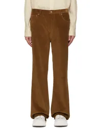 RECTO Brown Cotton Trousers Red