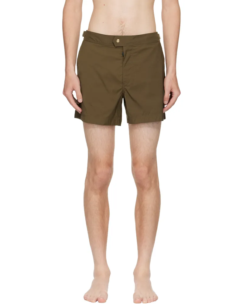 Tom Ford Khaki Nylon Swim Shorts Fg814military