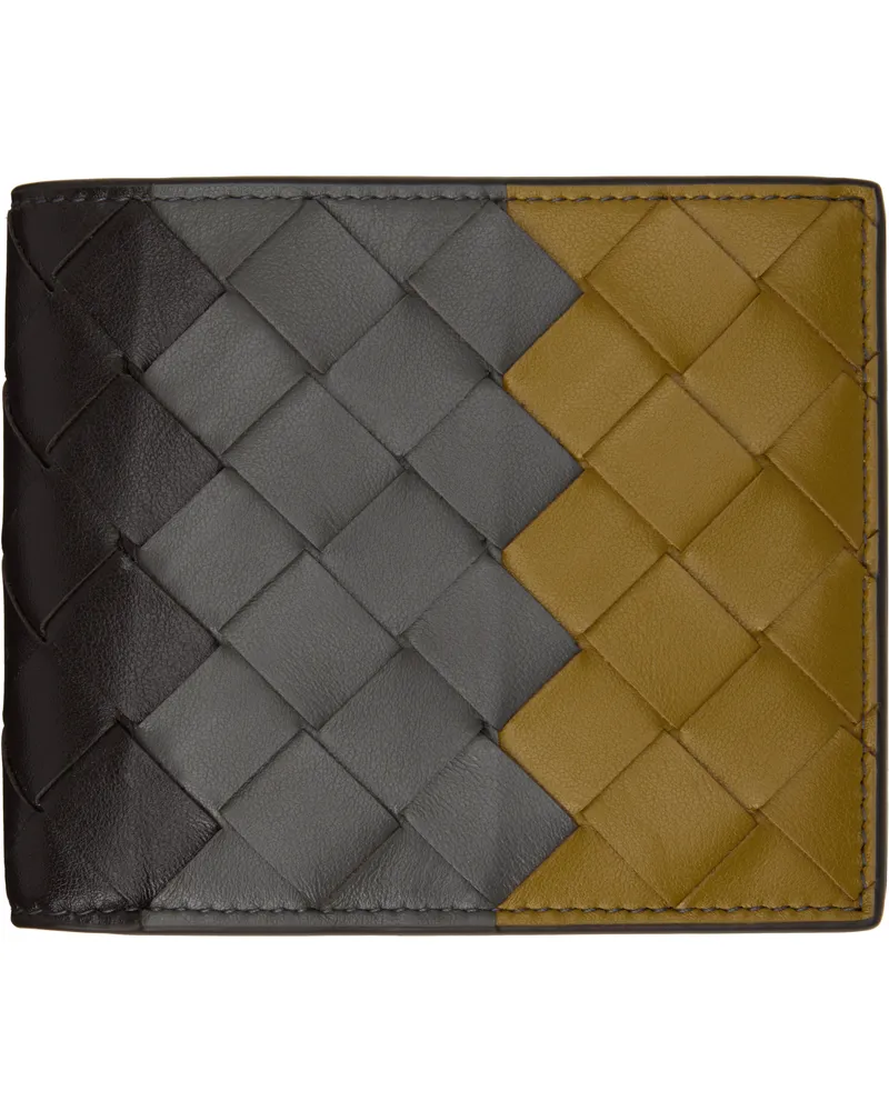Bottega Veneta Gray & Khaki Intrecciato Bi-Fold Wallet 2117