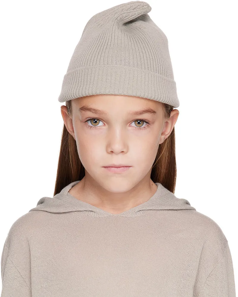 Rick Owens Kids Off-White Rib Knit Beanie 08