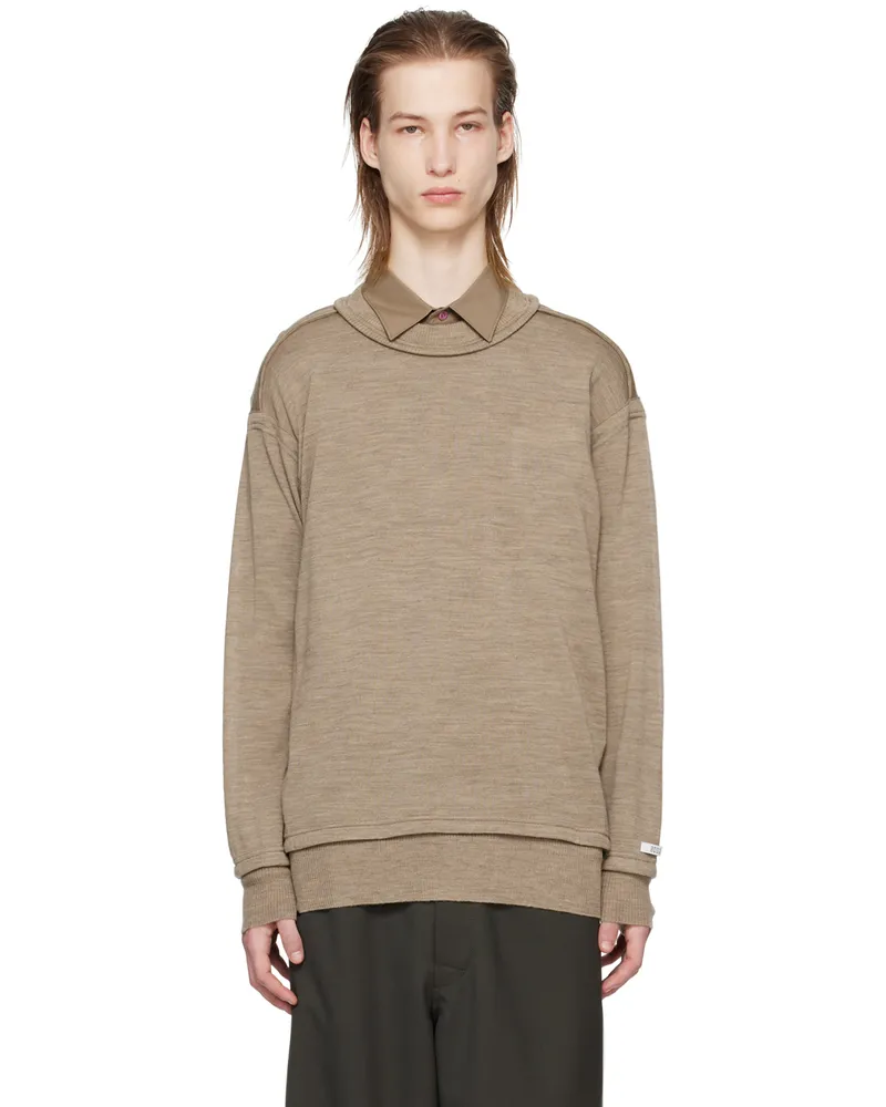 Undercover Taupe Exposed Seam Sweater Gray