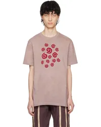 Charlie Constantinou Brown Flocked Spiral T-Shirt Beige