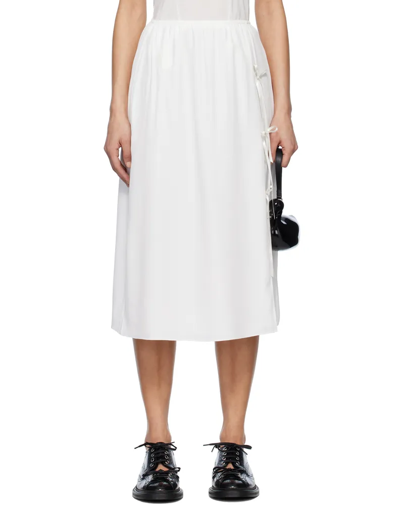 Simone Rocha White Bow Slit Column Midi Skirt Ivory