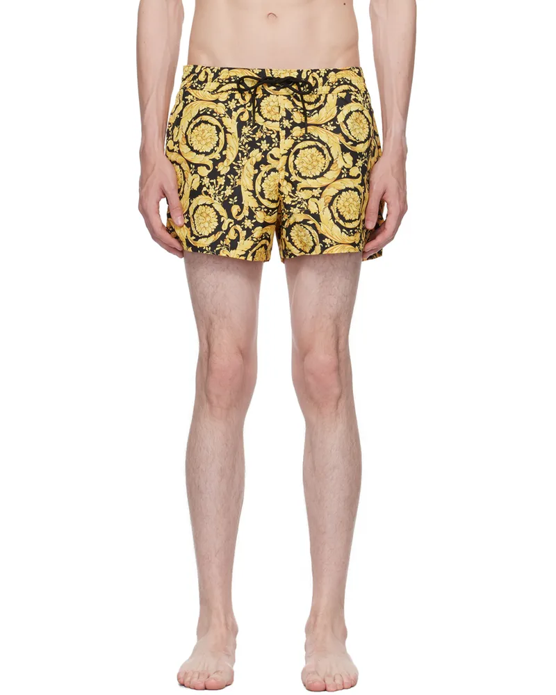 Versace Black & Gold Barocco Swim Shorts A7900-gold