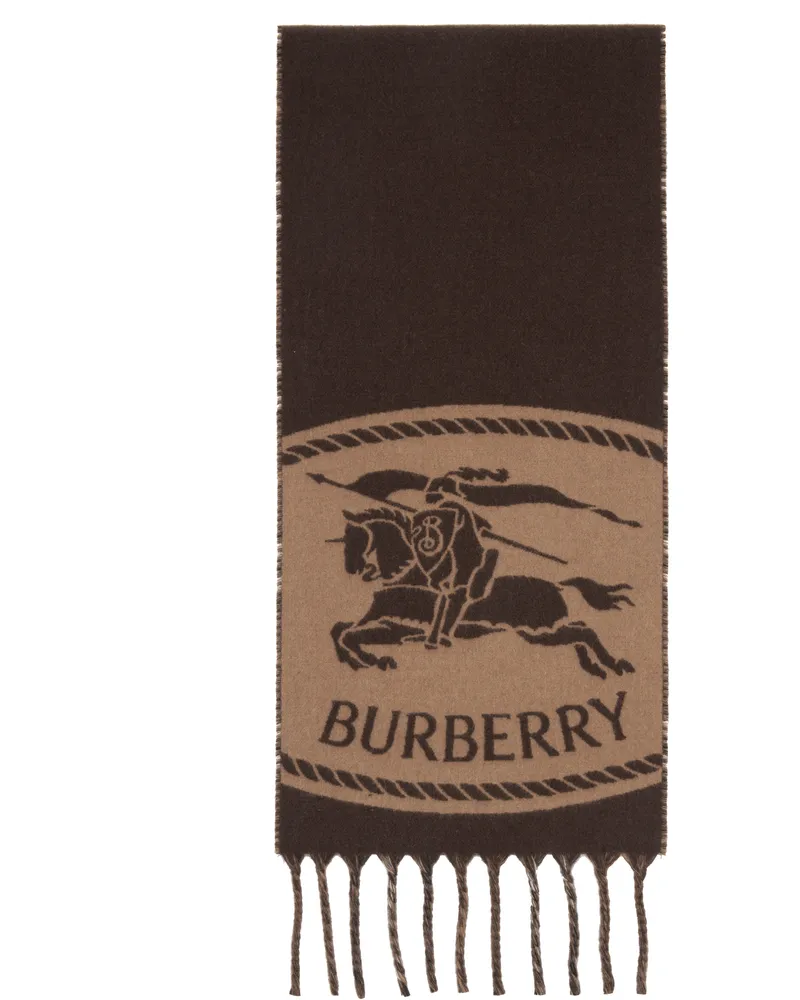Burberry Brown Reversible Knight Stamp Scarf Treacle