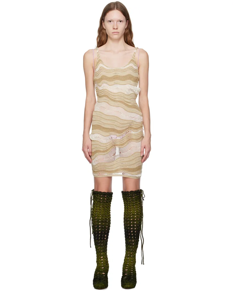 Isa Boulder SSENSE Exclusive Beige & White Wave Minidress Cereal