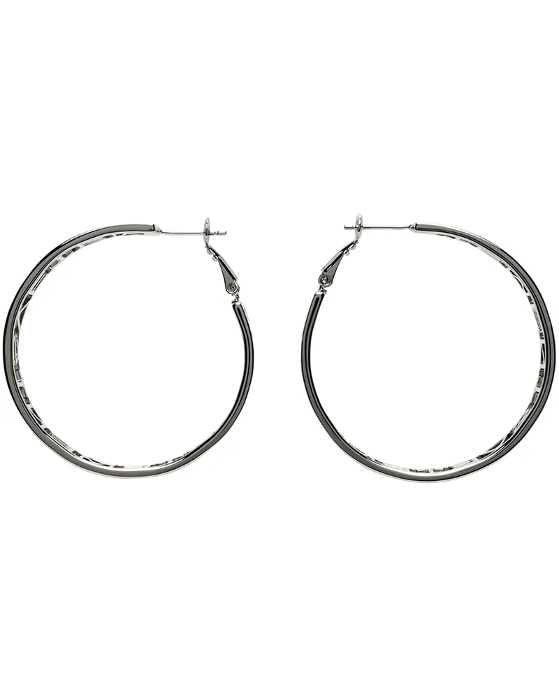 VETEMENTS Silver Small Logo Hoop Earrings Silver
