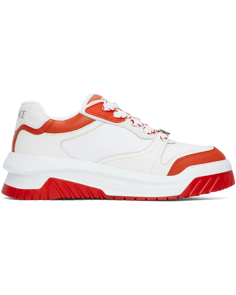 Versace White & Orange Odissea Sneakers 2r44p