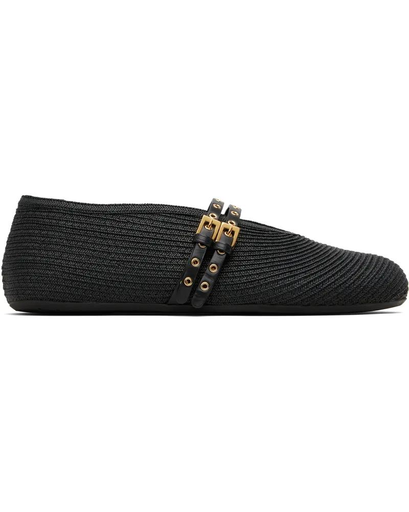 Alaïa Black Paper Straw Ballerina Flats 999