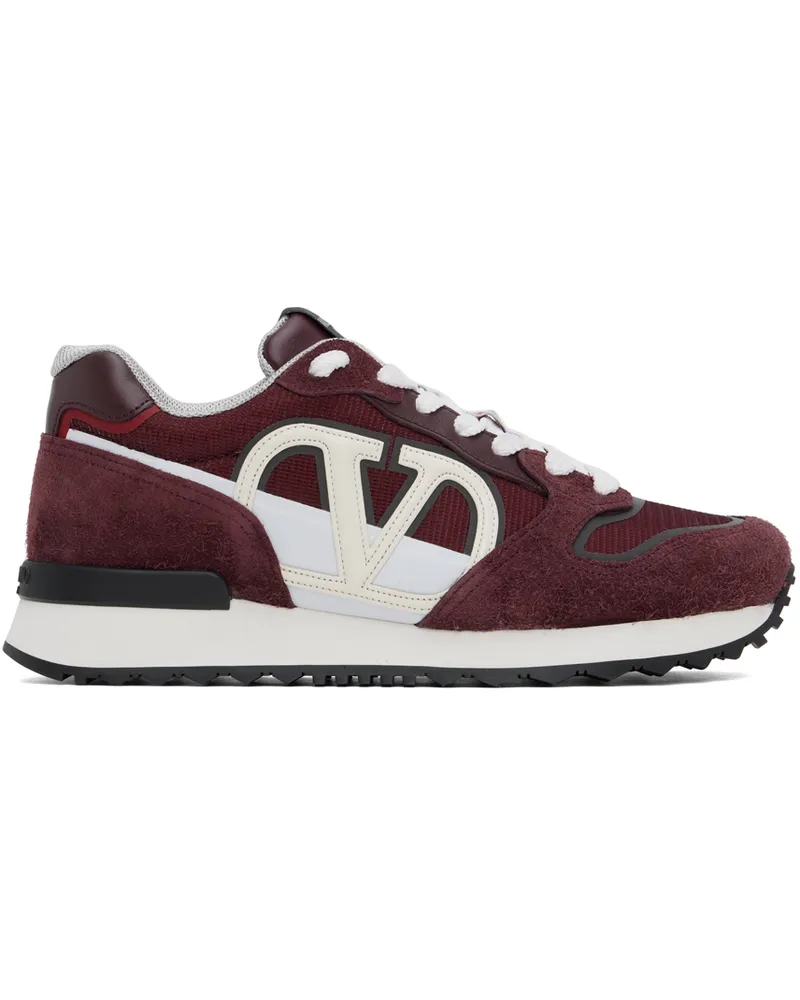 Valentino Garavani Burgundy VLogo Pace Sneakers Zdb