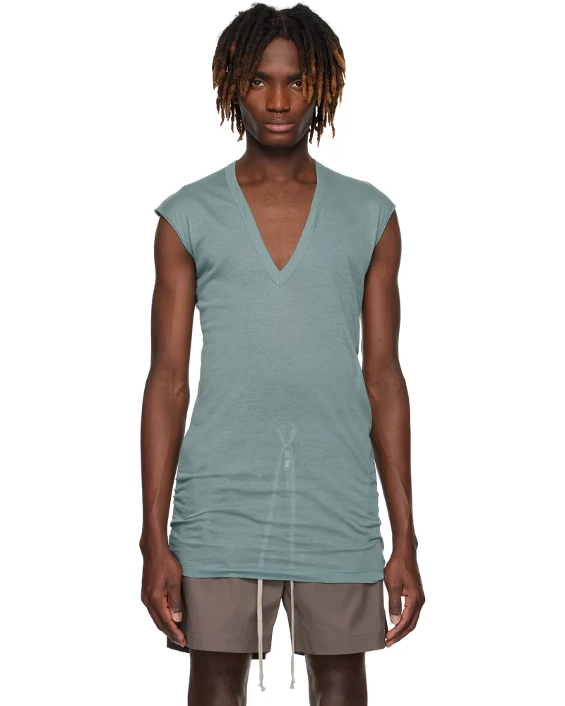Rick Owens Blue Hollywood Deep V SL T-shirt 66