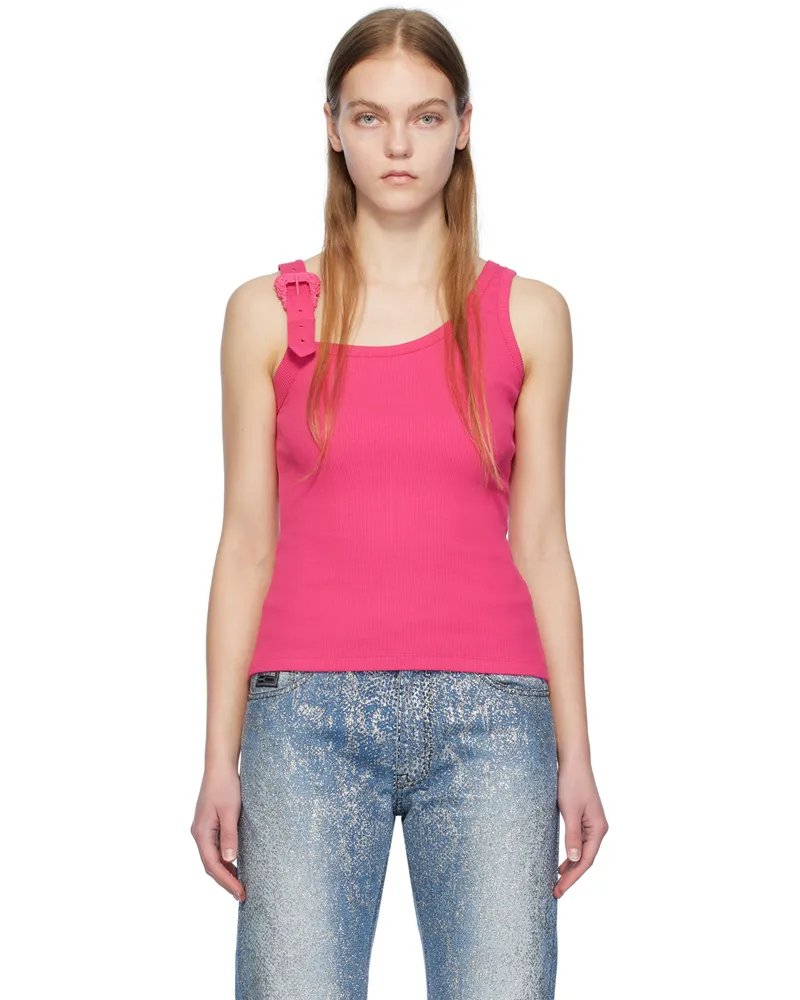 Versace Jeans Pink Ribbed Tank Top E401