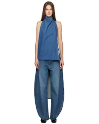 Alaïa Blue Asymmetric Cape Top -