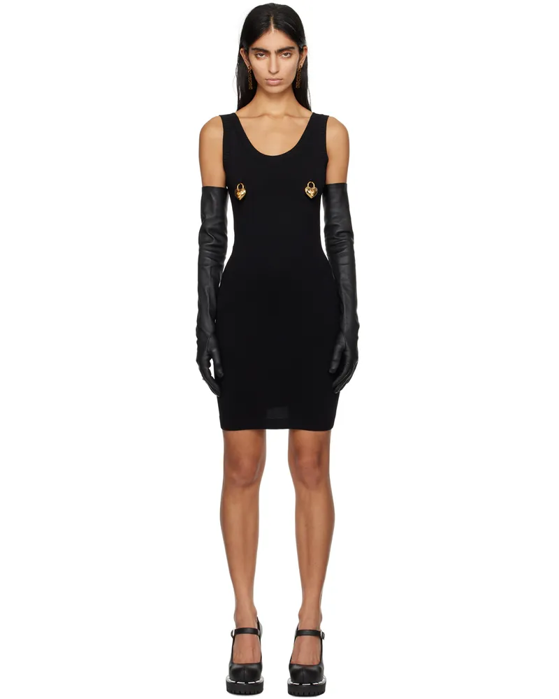 Moschino Black Heart Lock Charms Minidress J0555
