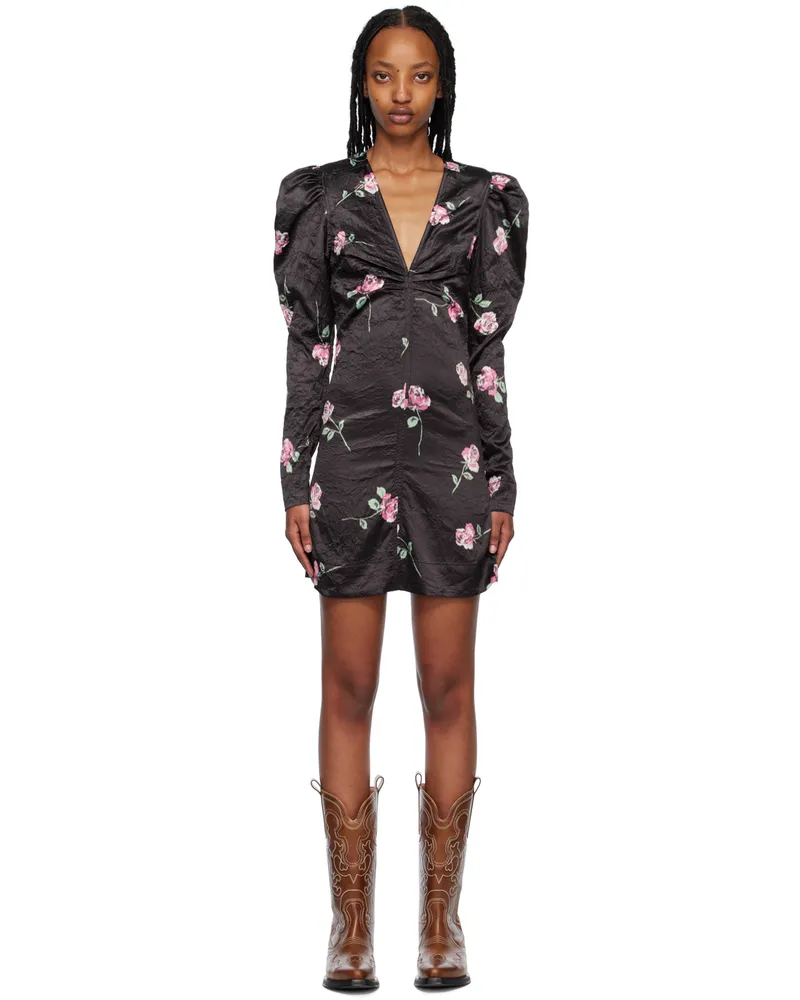 Ganni Black Floral Minidress 099