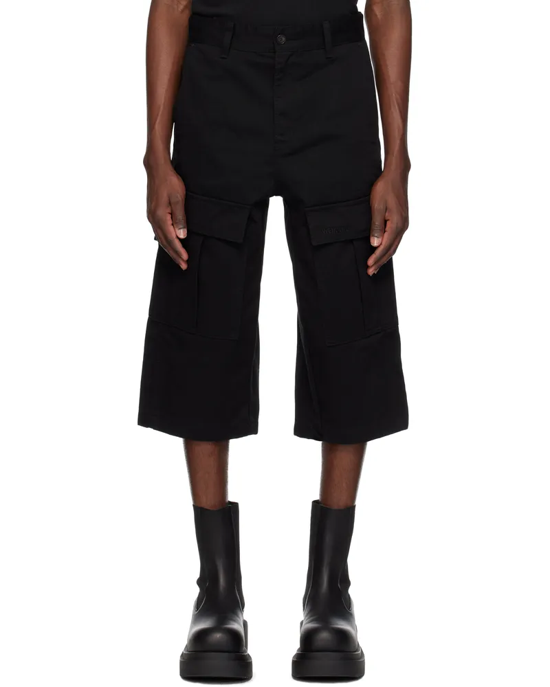 WE 11 DONE Black Chino Cargo Shorts Black