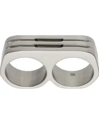 Rick Owens Silver Double Grill Ring Palladio