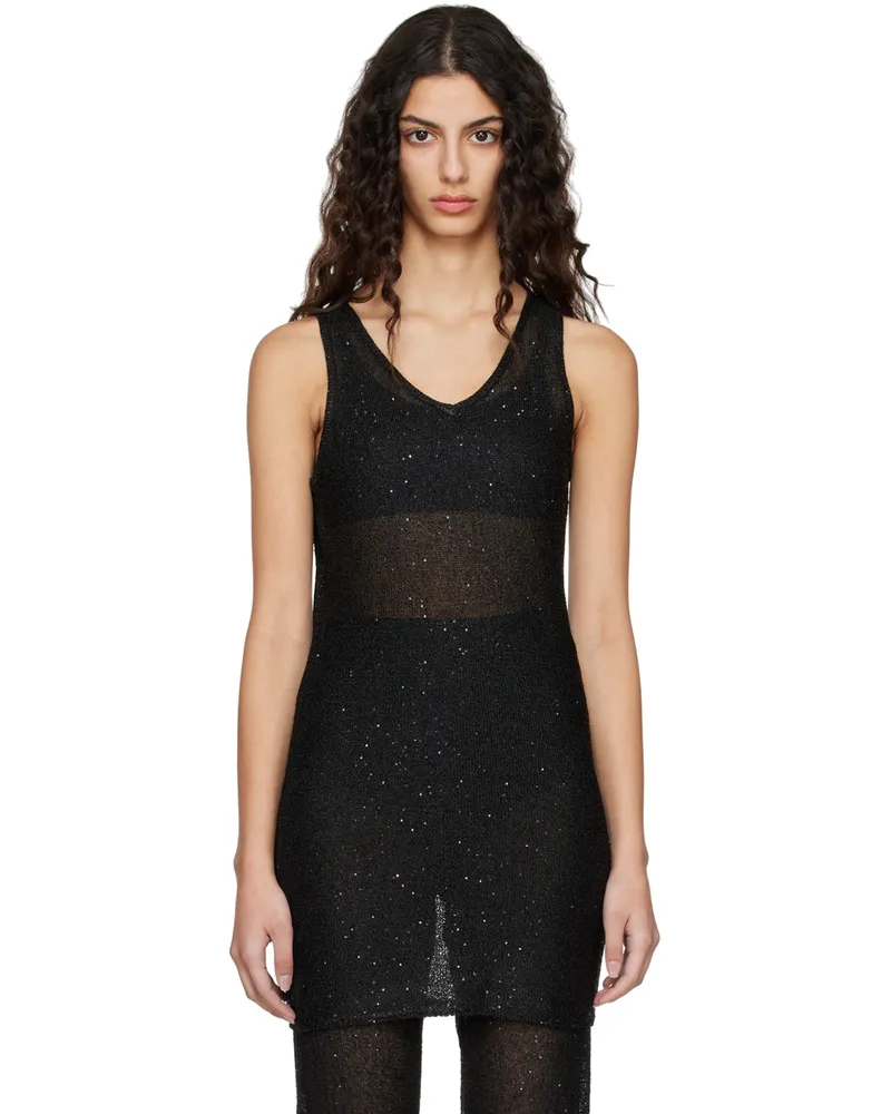 ROTATE Birger Christensen Black Sequin Tank Top 1000