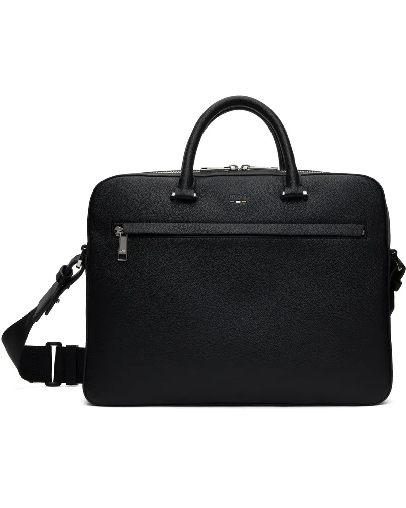 HUGO BOSS Black Grained Faux-Leather Briefcase 001-black