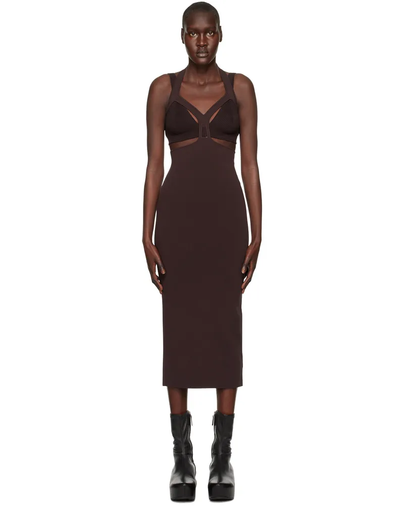 Dion Lee Brown Interlink Midi Dress Umber