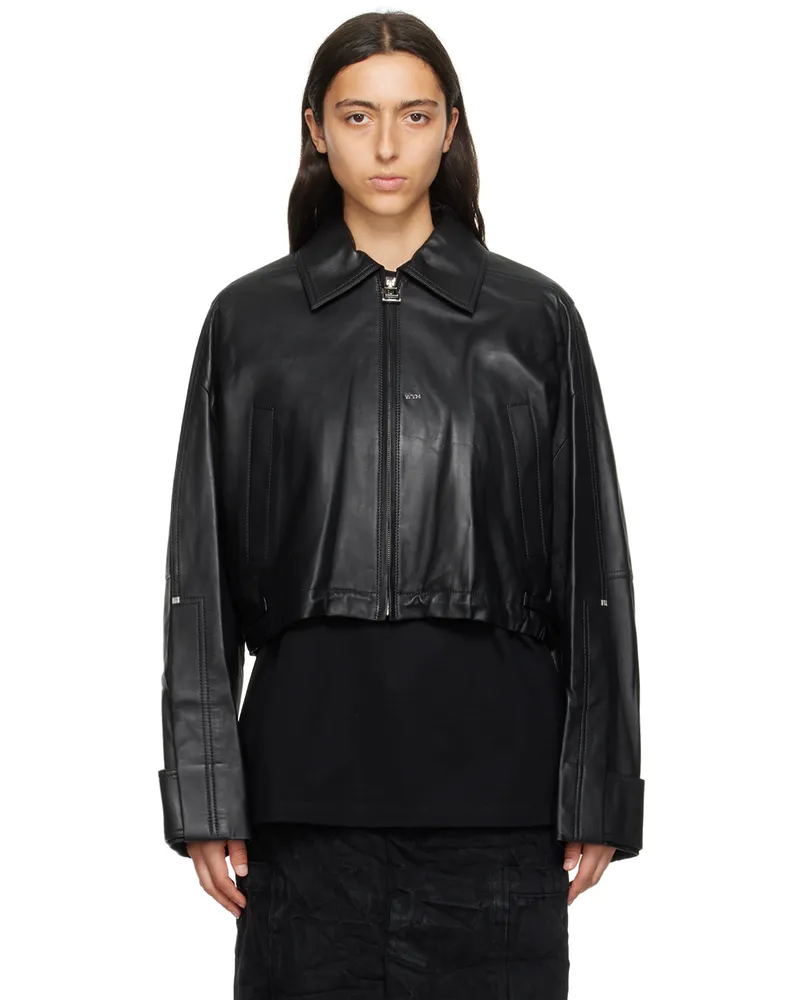 Wooyoungmi Black Cropped Leather Jacket Black