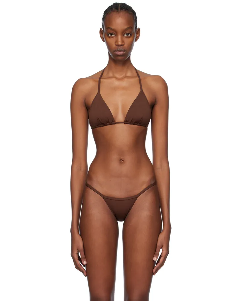 ÉTERNE Brown Thea 90s Bikini Top Chocolate