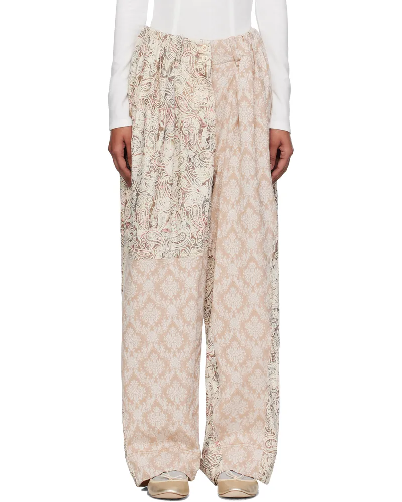OPEN YY Beige Paisley Full Gather Trousers Beige