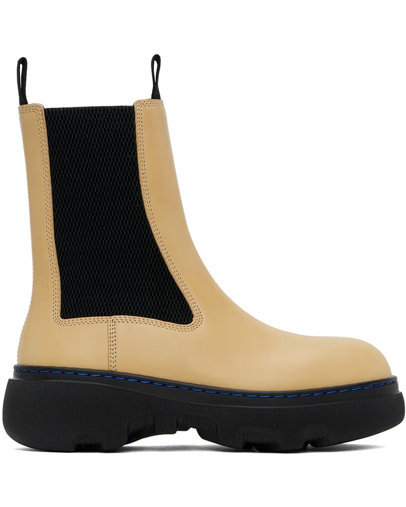 Burberry Yellow Leather Creeper Chelsea Boots Custard