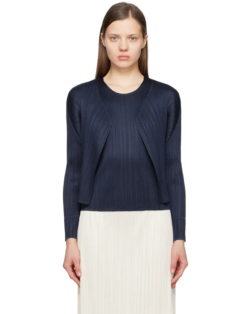 Issey Miyake Navy New Colorful Basics 4 Cardigan 75