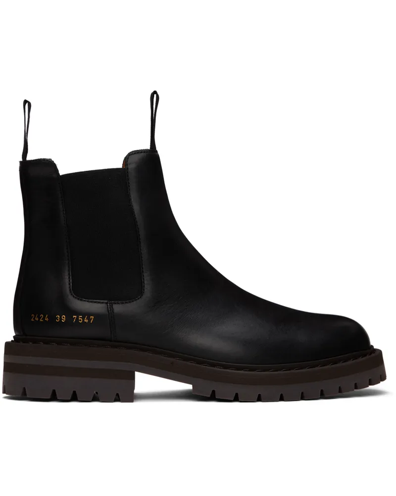 Common Projects Black Leather Chelsea Boots 7547