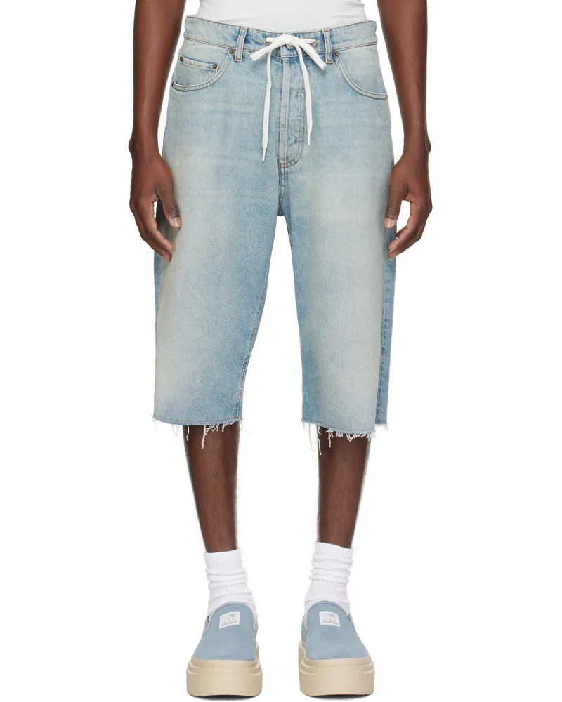 Maison Margiela Blue Drawstring Denim Shorts 964