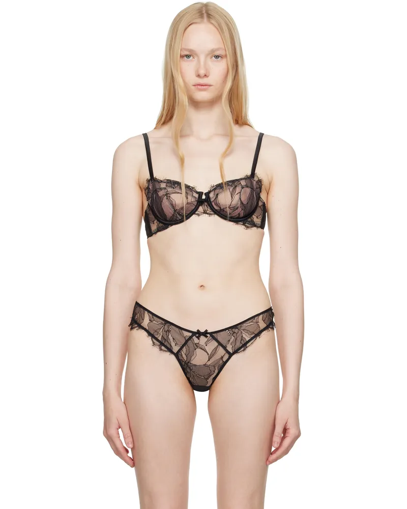 Fleur Du Mal Black Sophia Lace Balconette Bra 0100