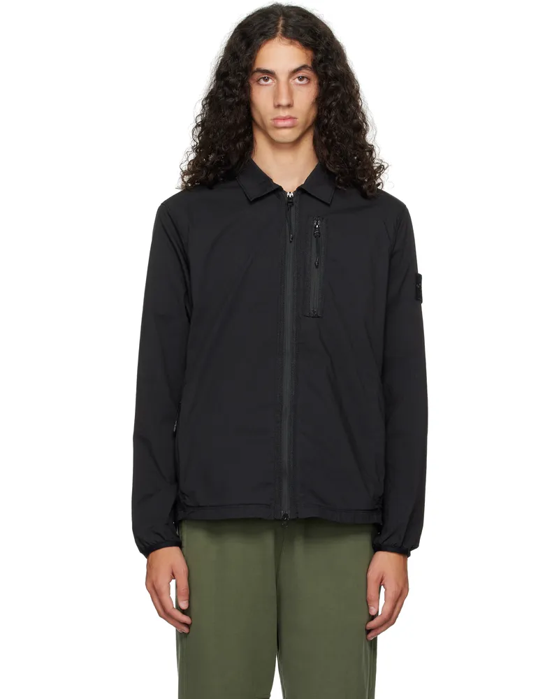 Stone Island Black Twill Zip Overshirt Jacket V0029