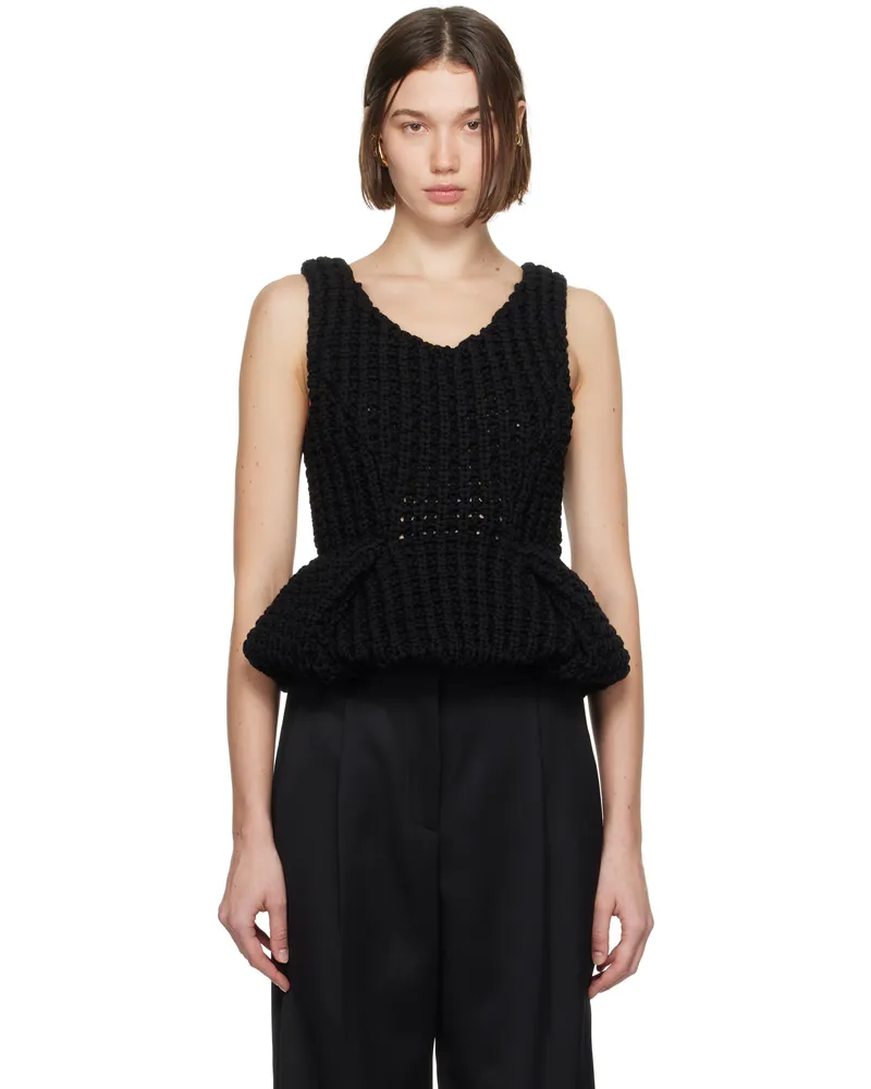 Givenchy Black Slim Fit Peplum Tank Top 001-black