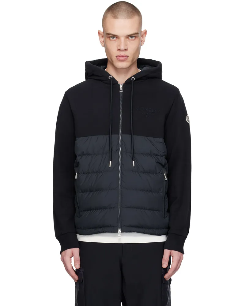 Moncler Navy Embroidered Down Jacket Dark