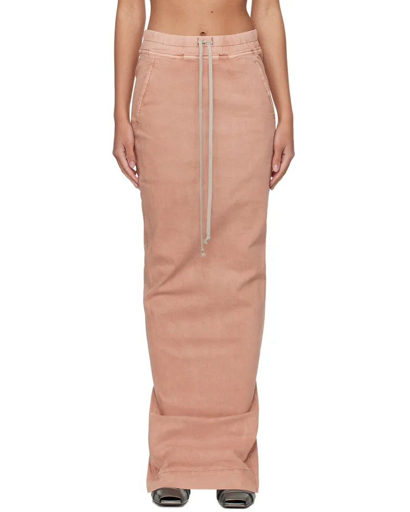 DRKSHDW by Rick Owens Pink Pull On Pillar Denim Maxi Skirt 13