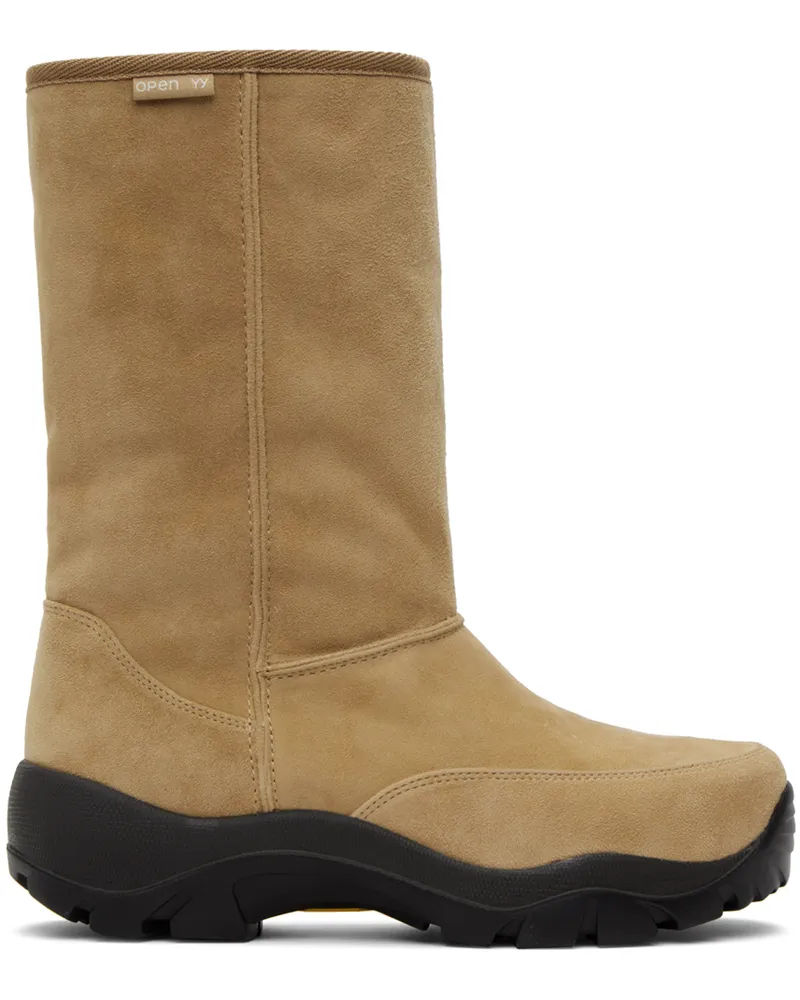 OPEN YY Beige Treaded Shearling Boots Beige