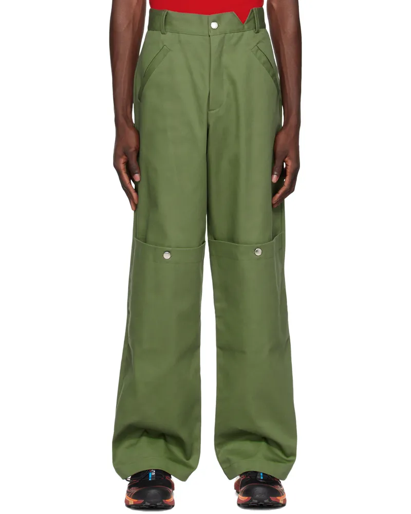 Spencer Badu Green Paneled Cargo Pants Green