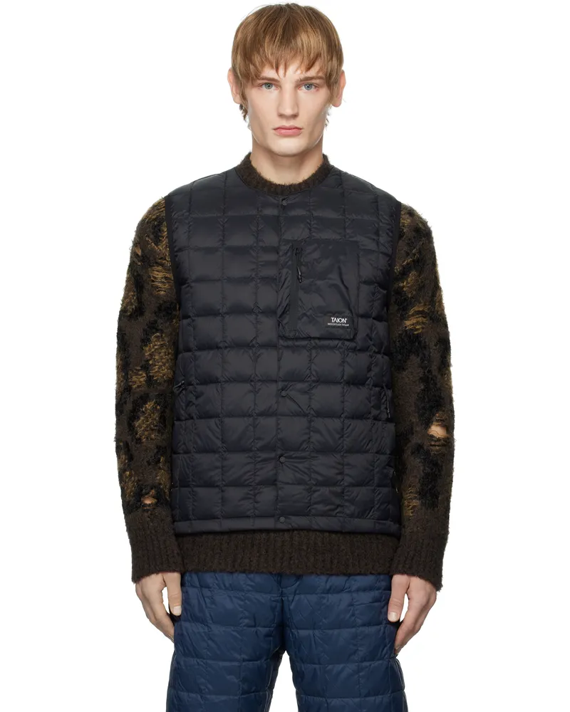 TAION Black Mountain Crewneck Light Down Vest Black