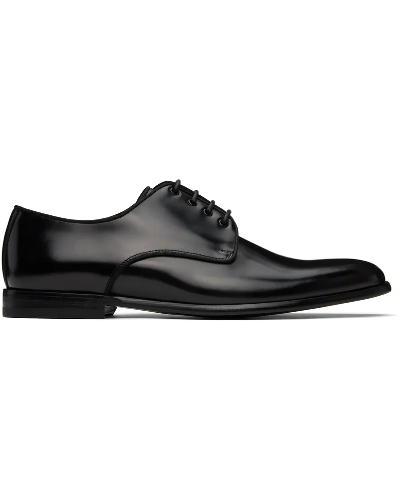 Dolce & Gabbana Black Brushed Calfskin Derbys Nero