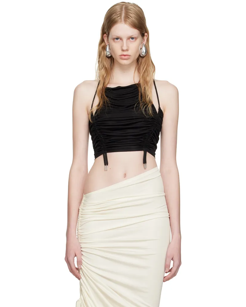 ATLEIN Black Ruched Tank Top C0114