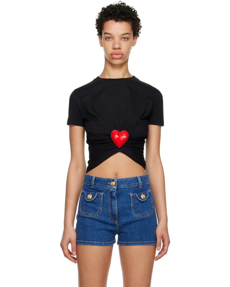 Moschino Black Inflatable Heart T-Shirt J0555