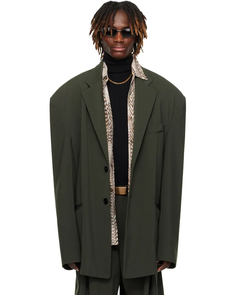 LU'U DAN Gray Misfit Blazer Military