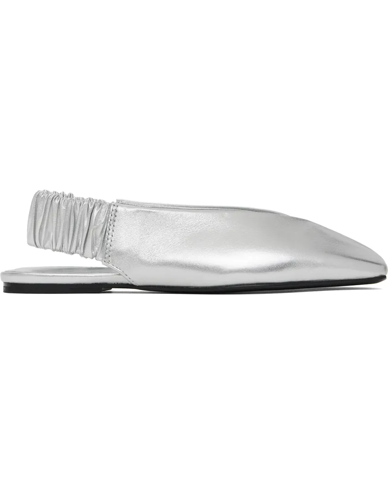 St. Agni Silver Envelope Slingback Ballerina Flats Silver