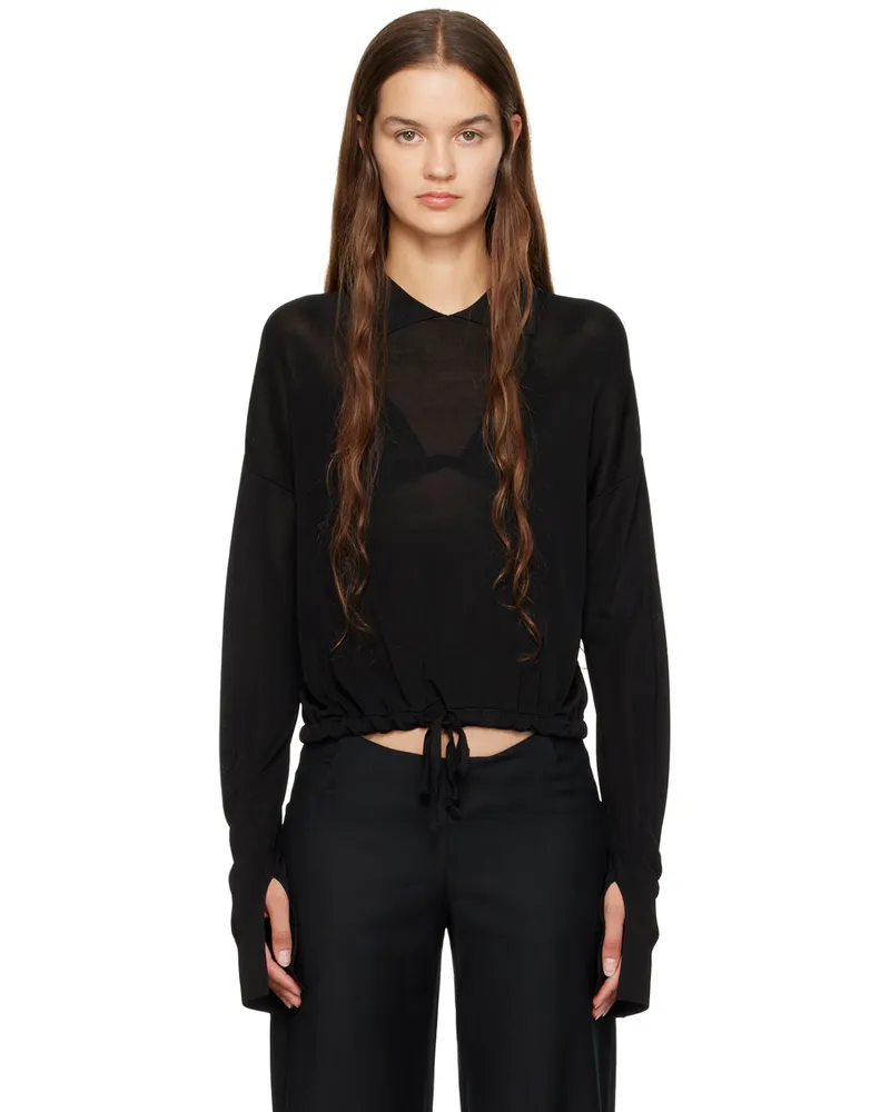 Aya Muse Black Drawstring Polo Black